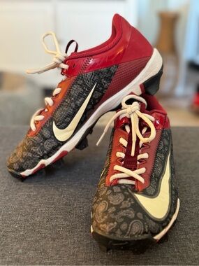 Nike Red & Black Paisley Football Cleats